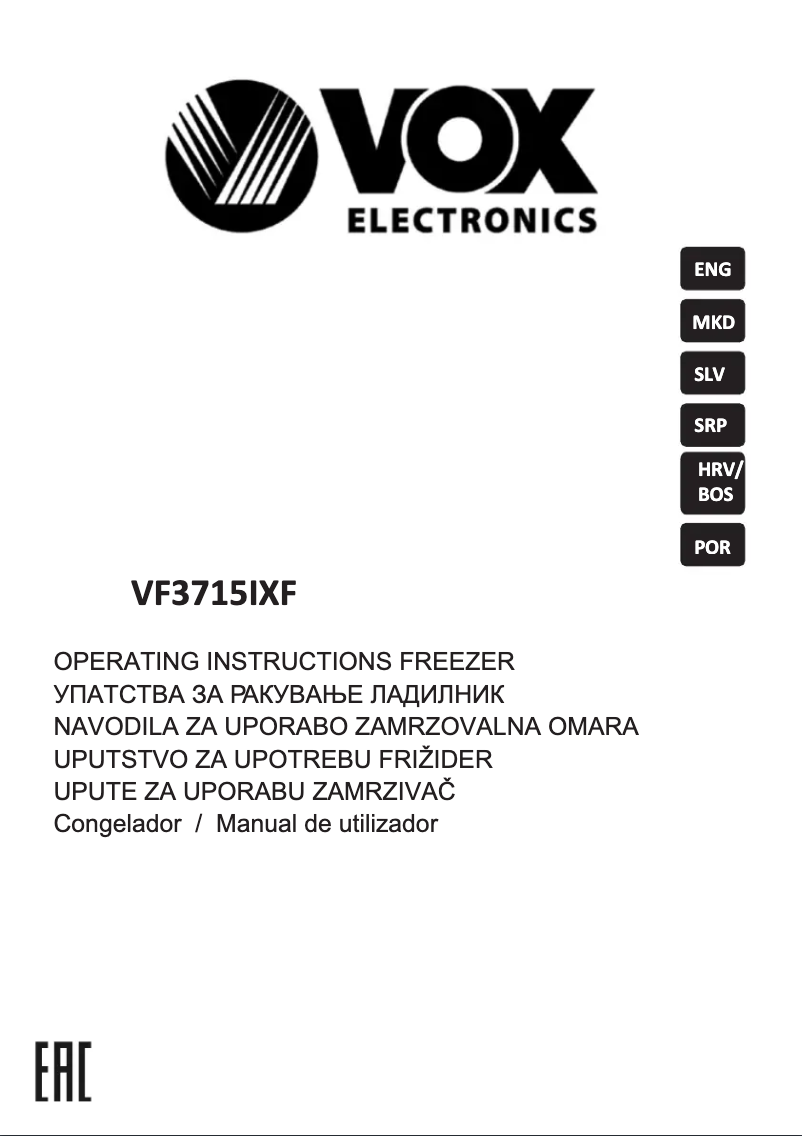 Página 1 del manual Manual de usuario VOX VF 3715 IXF