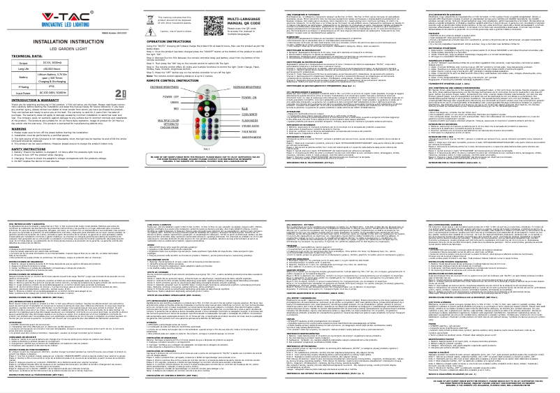 Page 1 de la notice Manuel utilisateur V-TAC VT-7804