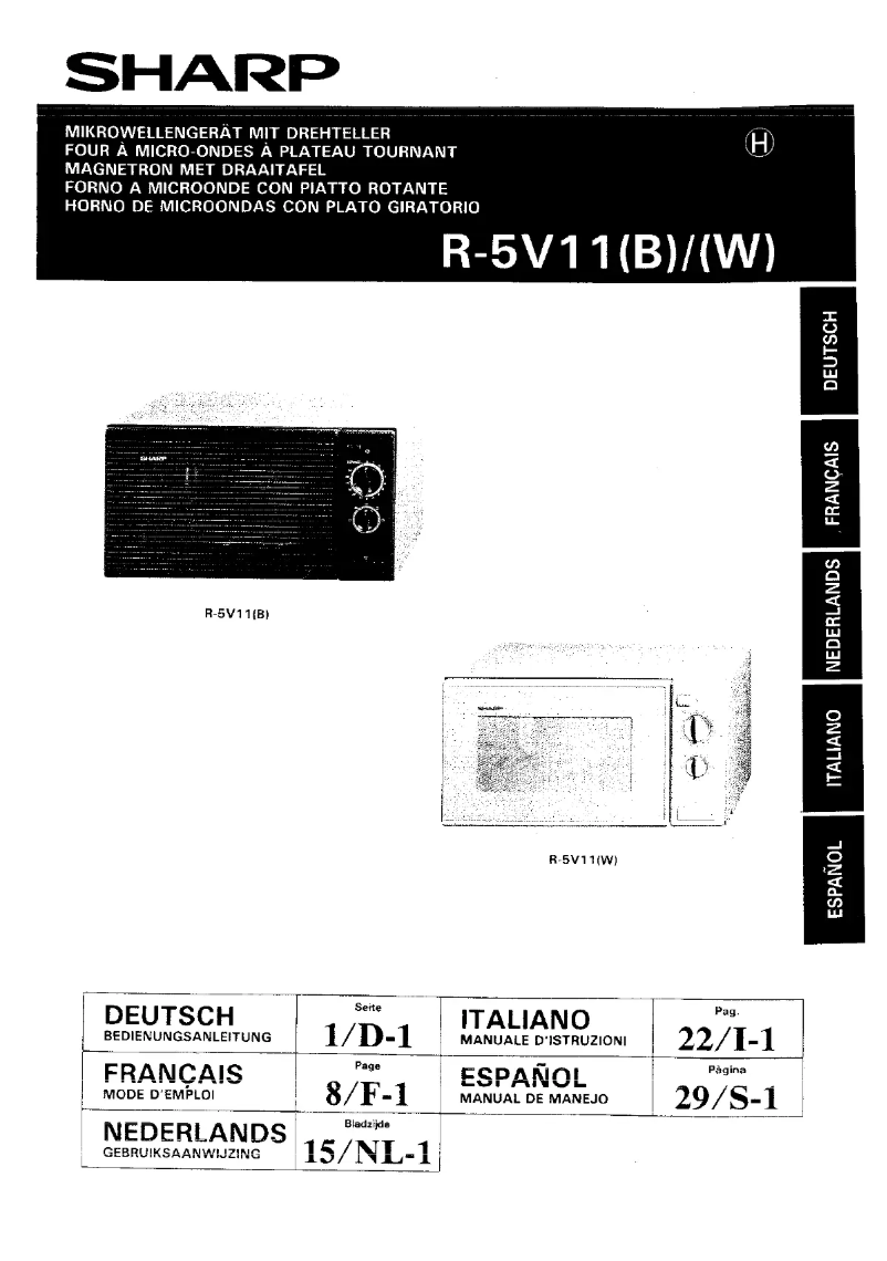 Page 1 de la notice Manuel utilisateur Sharp R-5V11