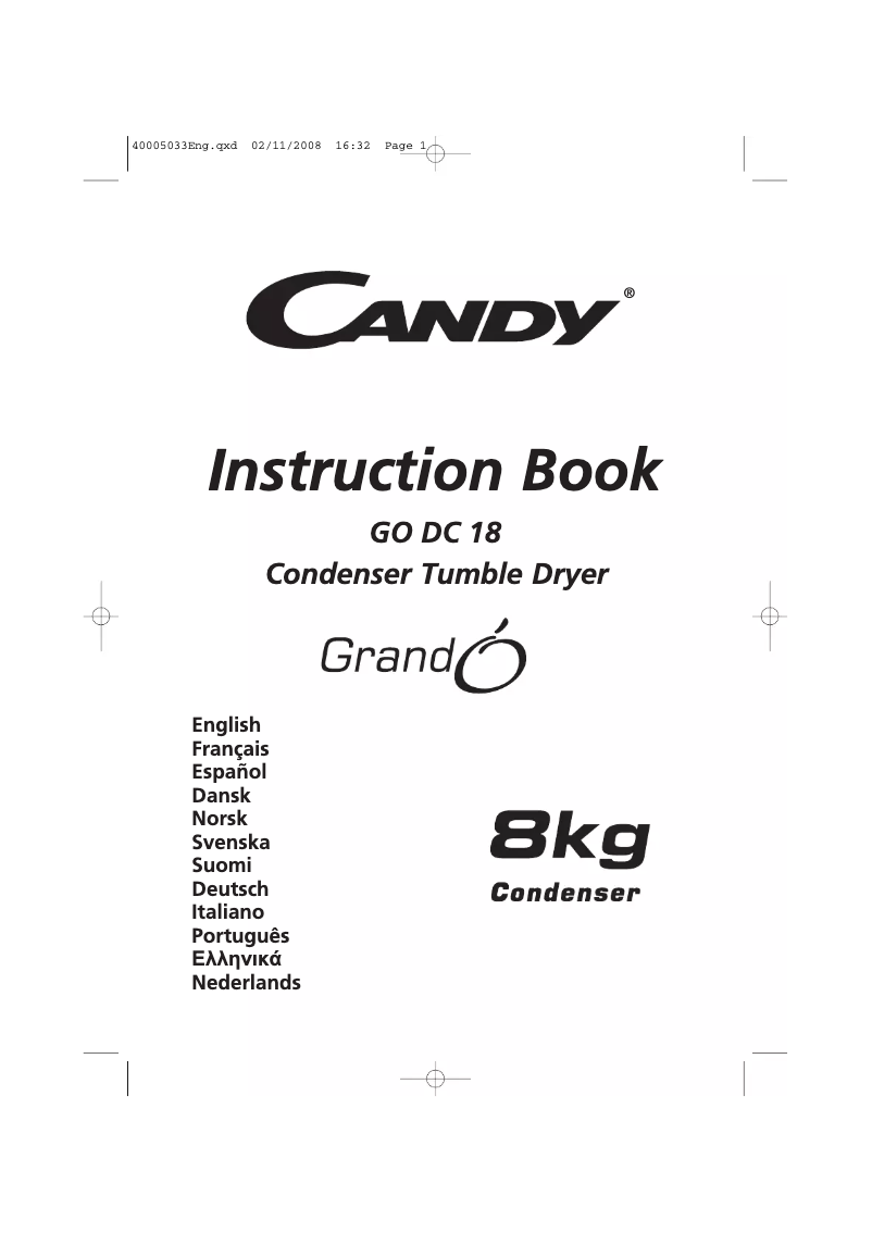 Page 1 de la notice Manuel utilisateur Candy GO DC 18-37S