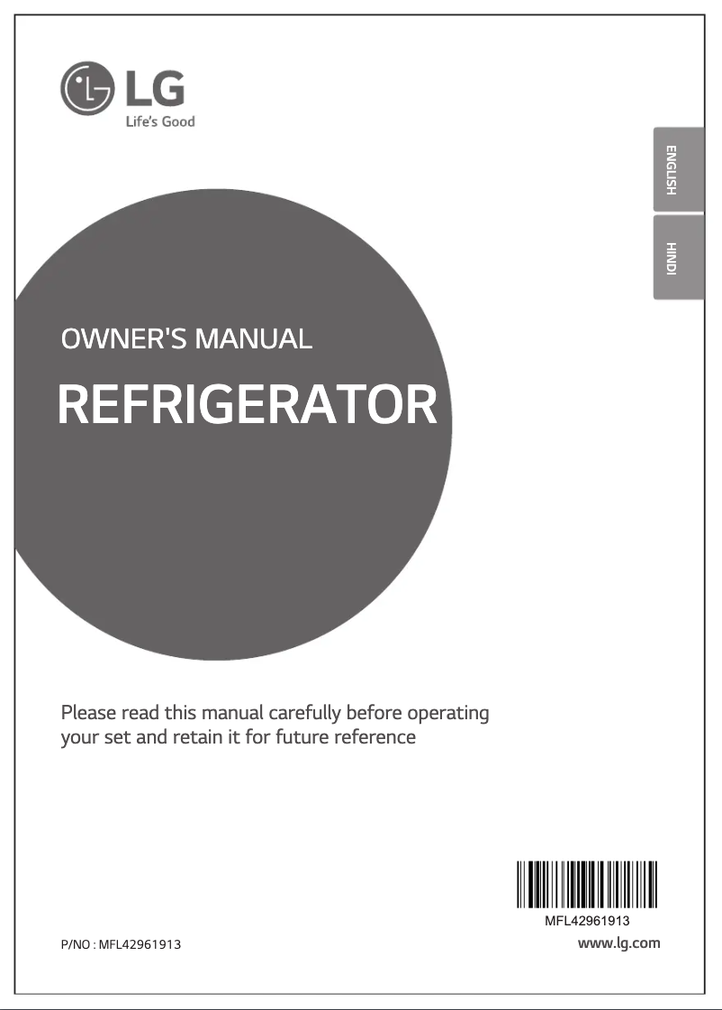 Page 1 de la notice Manuel utilisateur LG GL-B191KPZU