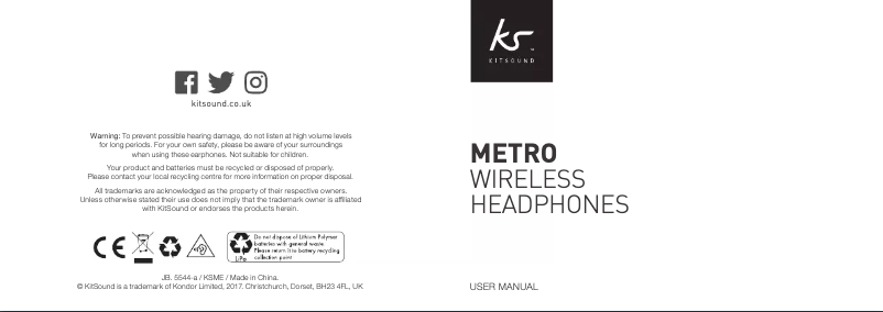 Page n°1 - Manuel utilisateur KitSound Metro