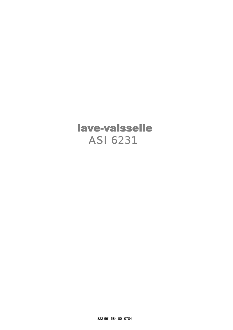 Page 1 de la notice Manuel utilisateur Arthur Martin-Electrolux ASI 6231