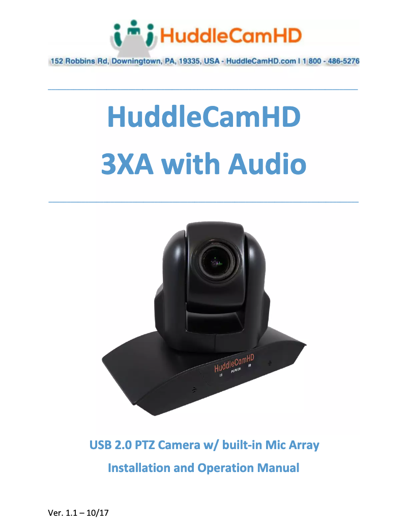 Page n°1 - Manuel utilisateur HuddleCamHD 3XA with Audio