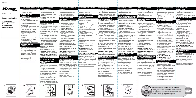 Page n°1 - Manuel utilisateur Master Lock M175EURDLH