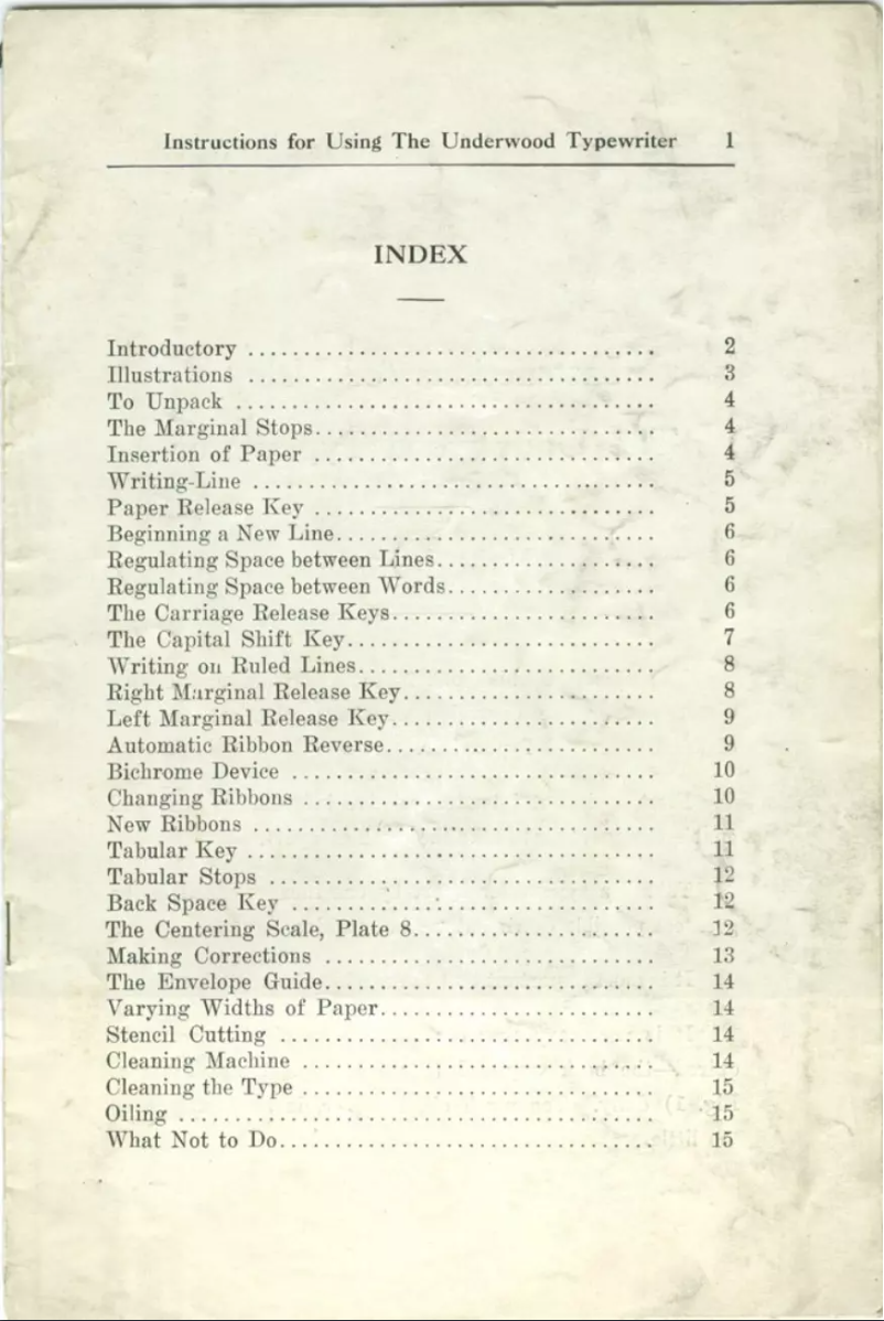 Page n°1 - Manuel utilisateur Underwood 4