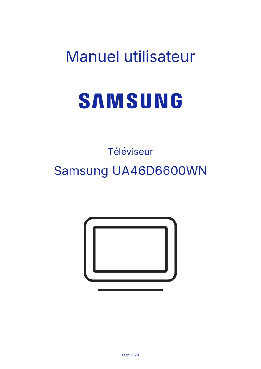 Page n°1 - Manuel utilisateur Samsung UA46D6600WN