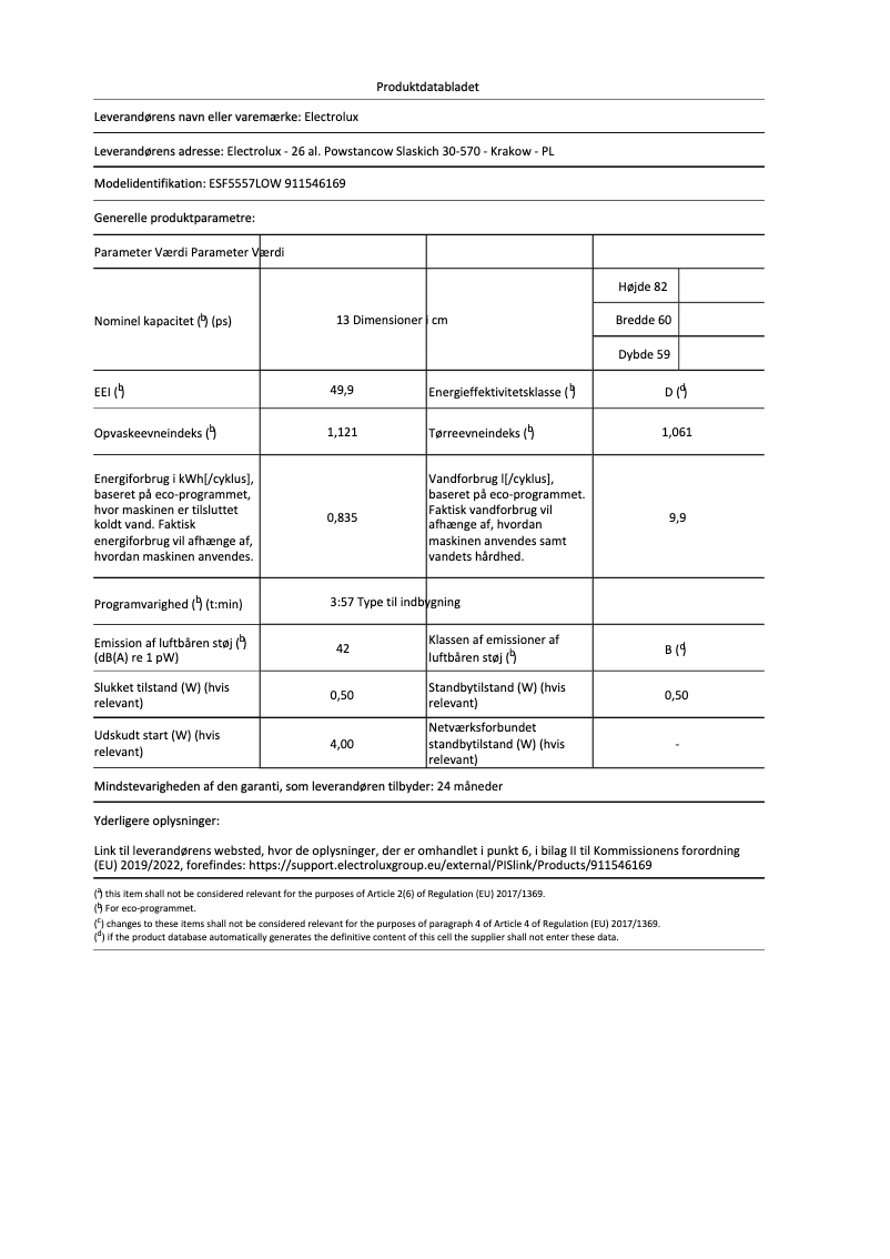 Image de la première page du manuel de l'appareil ESF5557LOW