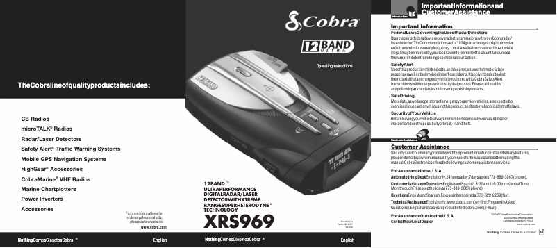 Página 1 del manual Manual de usuario Cobra XRS 969