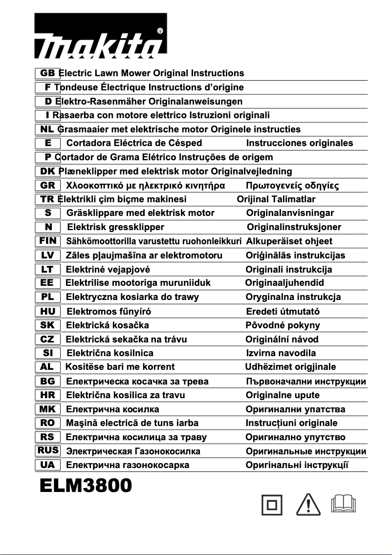 Page n°1 - Manuel utilisateur Makita ELM3800