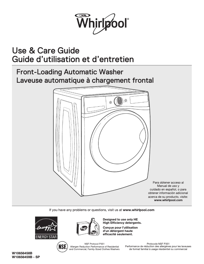 Page 1 de la notice Manuel utilisateur Whirlpool WFW87HEDW