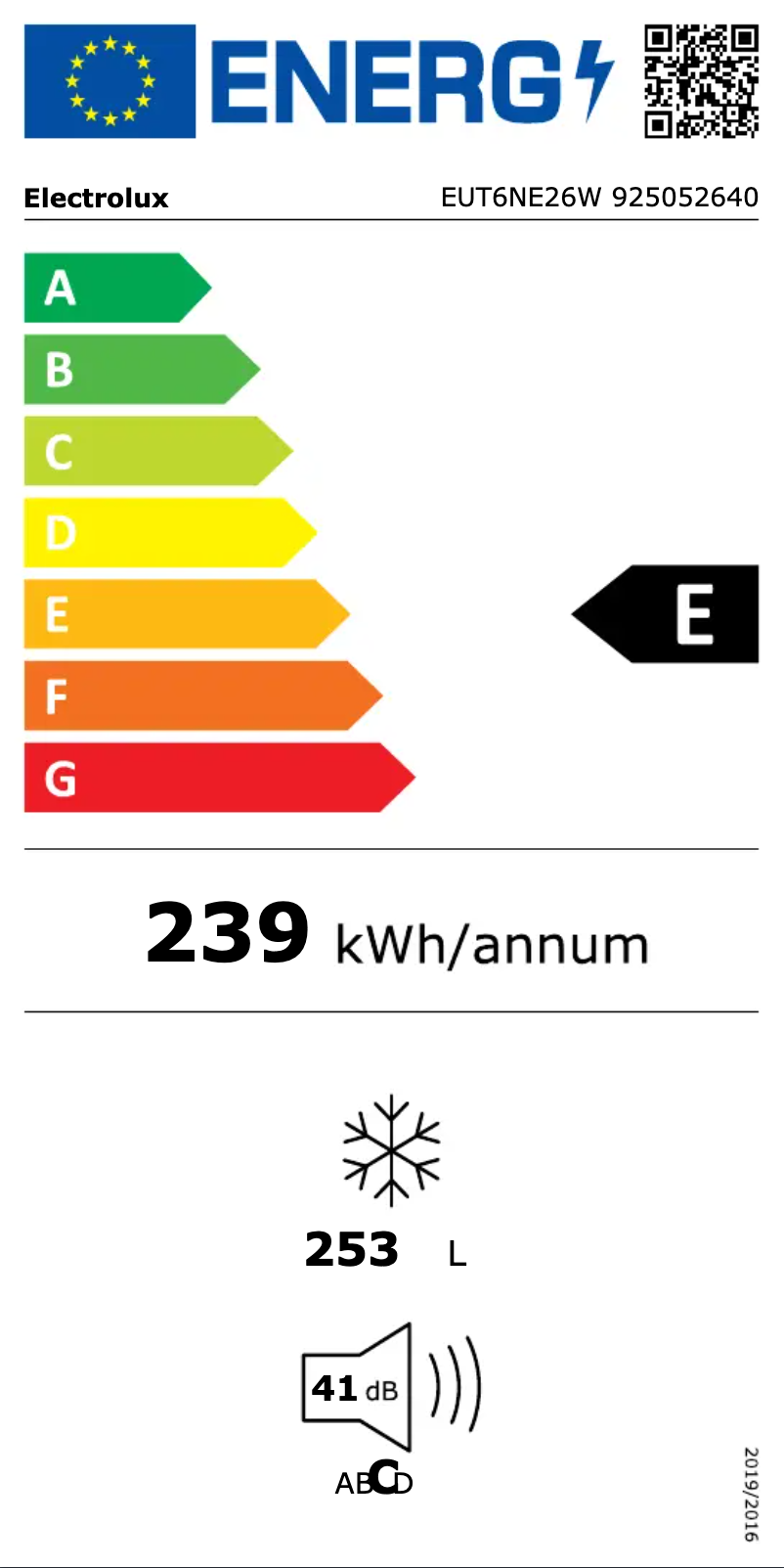 Page n°1 - Label énergétique Electrolux EUT6NE26W