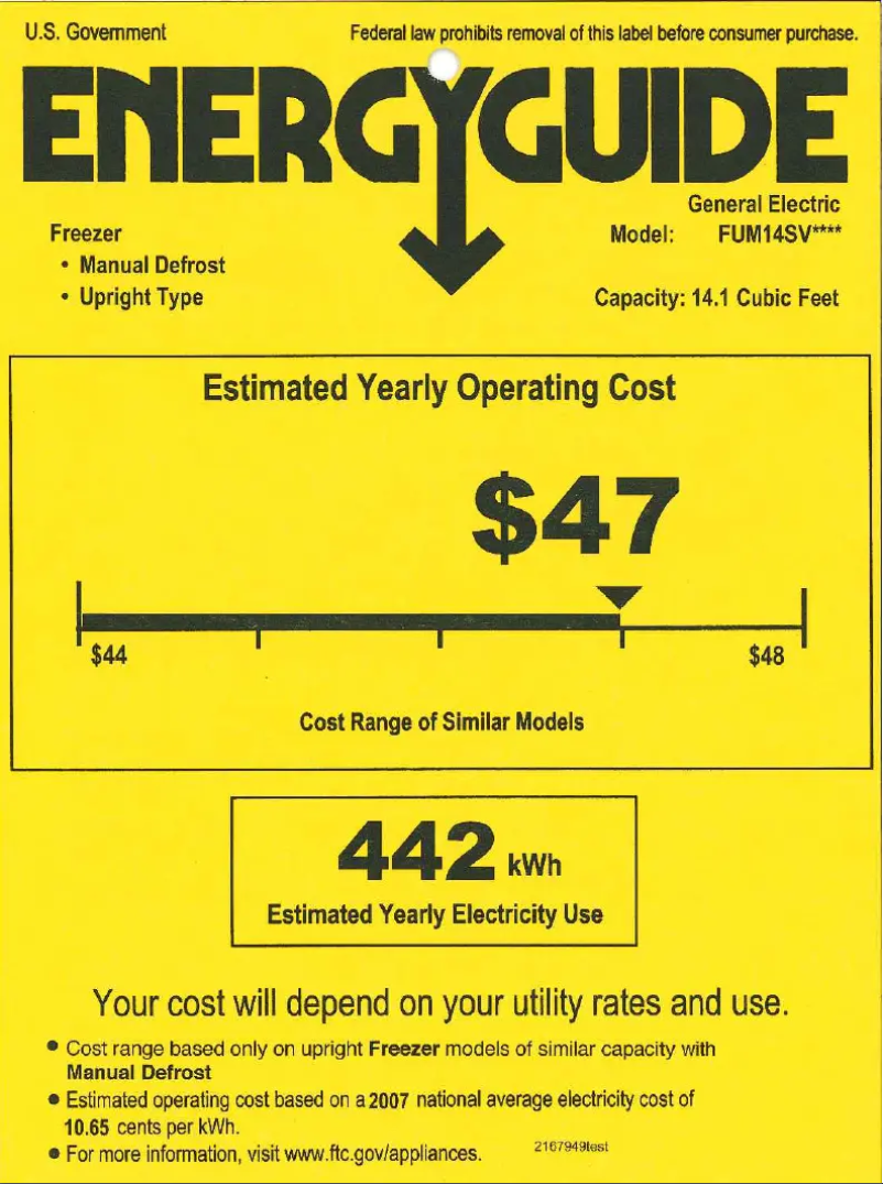 Page n°1 - Label énergétique GE FUM14SVRWW