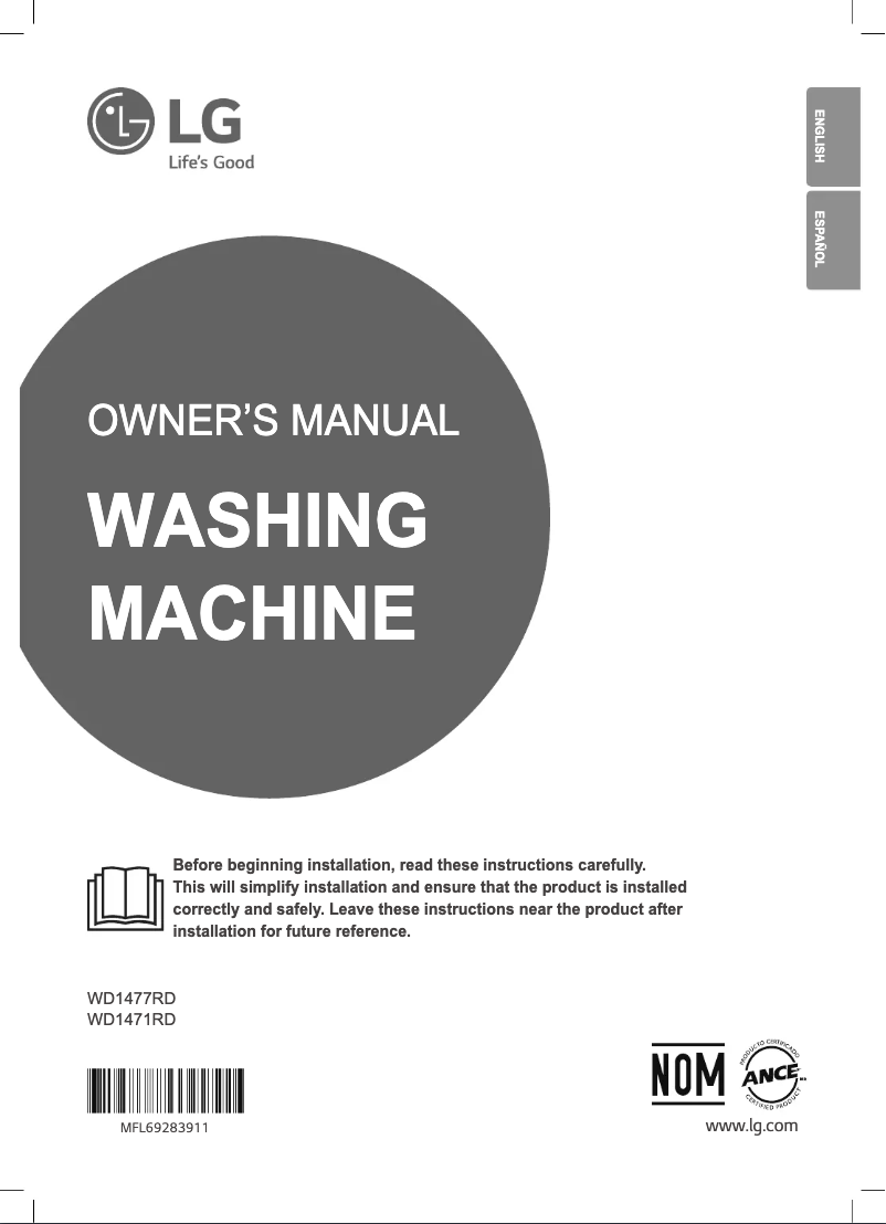 Page n°1 - Manuel utilisateur LG WD1471RD