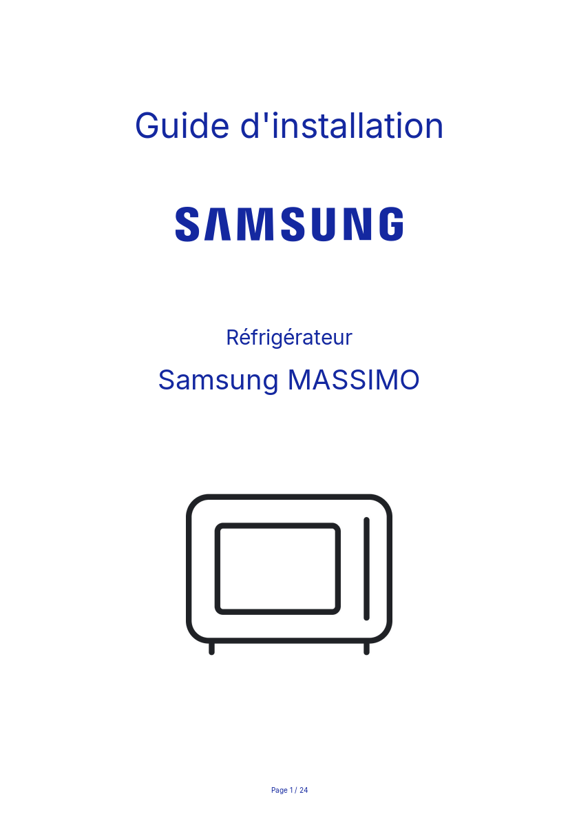 Page n°1 - Guide d'installation Samsung MASSIMO