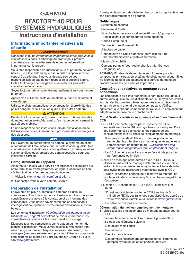 Image de la première page du manuel de l'appareil Reactor 40 Hydraulic