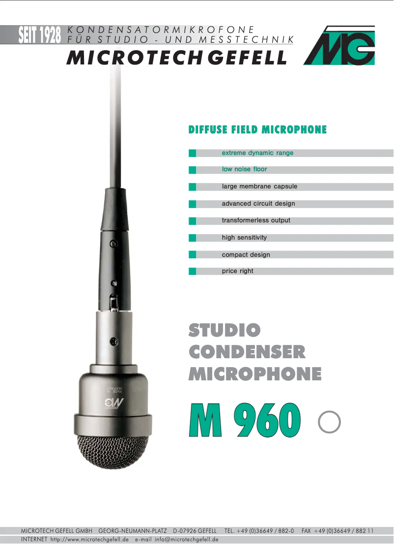 Page 1 de la notice Manuel utilisateur Microtech Gefell M 960