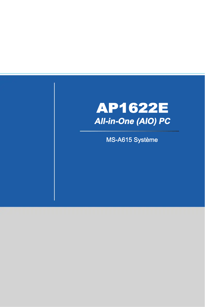 Page 1 de la notice Manuel utilisateur MSI Wind Top AP1622ET