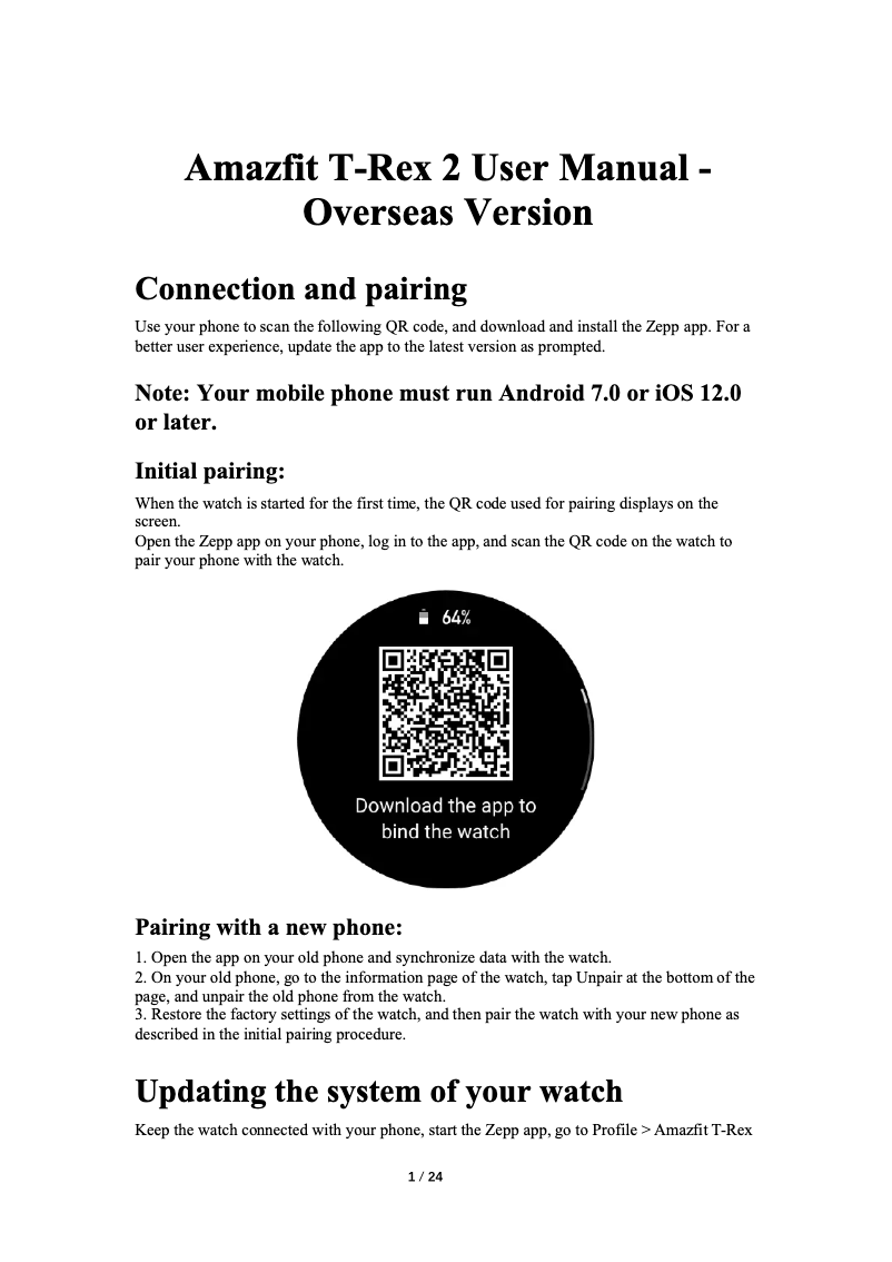 Image de la première page du manuel de l'appareil T-Rex 2 Black