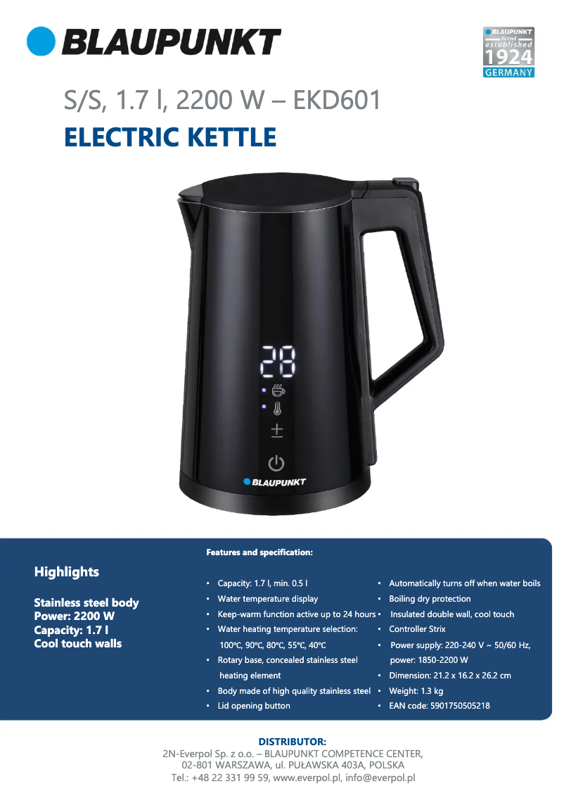 Image de la première page du manuel de l'appareil EKD601