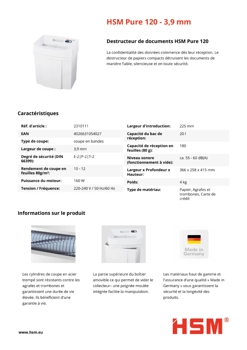 Image de la première page du manuel de l'appareil Pure 120