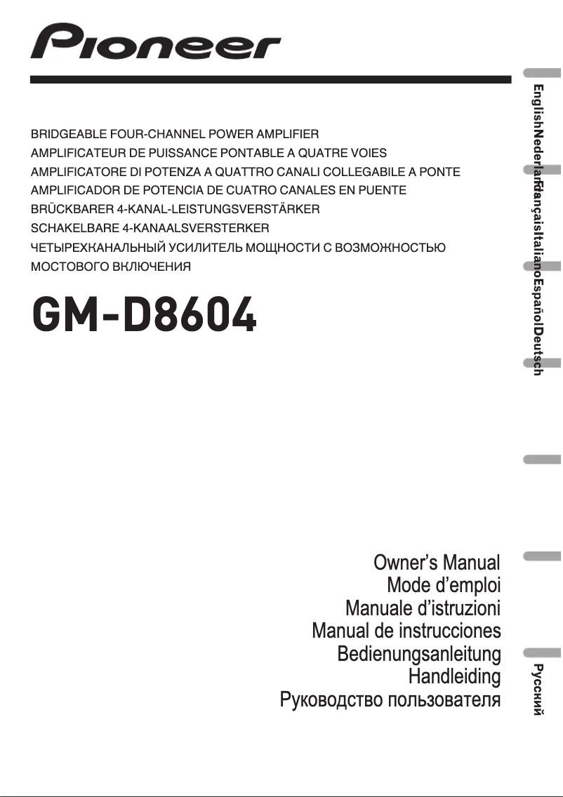 Página 1 del manual Manual de usuario Pioneer GM-D8604