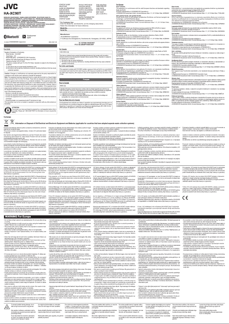 Image de la première page du manuel de l'appareil HA-XC90T