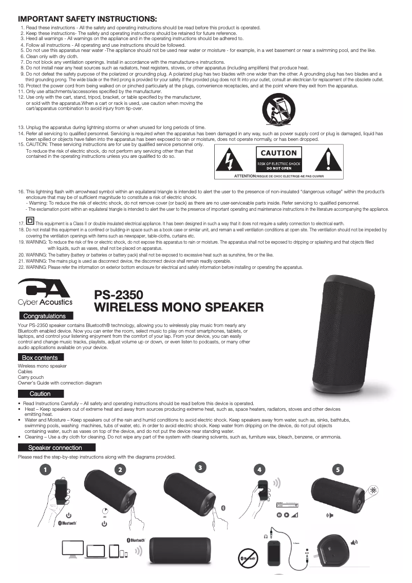 Página 1 del manual Manual de usuario Cyber Acoustics PS-2350