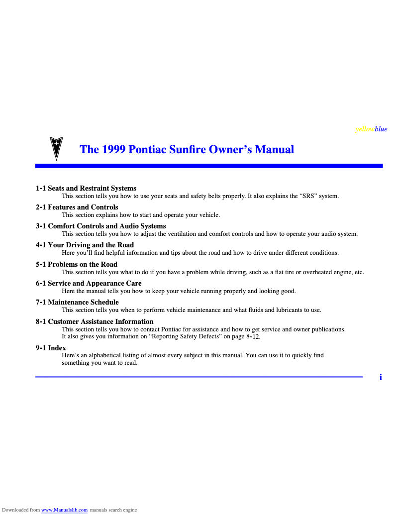 Página 1 del manual Manual de usuario Pontiac Torrent (1999)