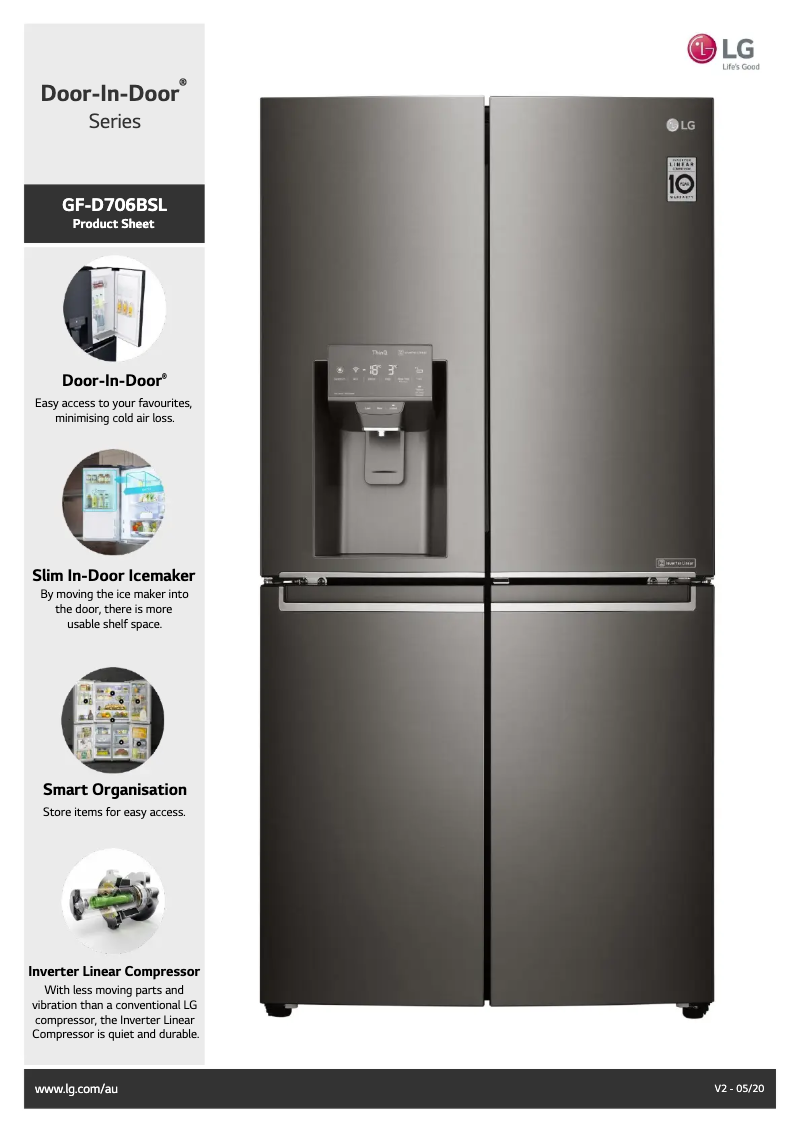Página 1 del manual Ficha técnica LG GF-D706BSL