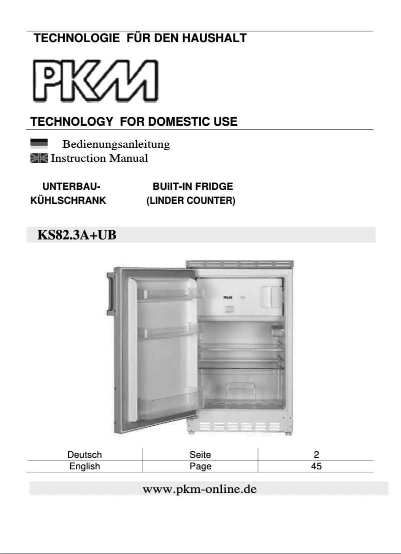 Page 1 de la notice Manuel utilisateur PKM KS82.3A+UB