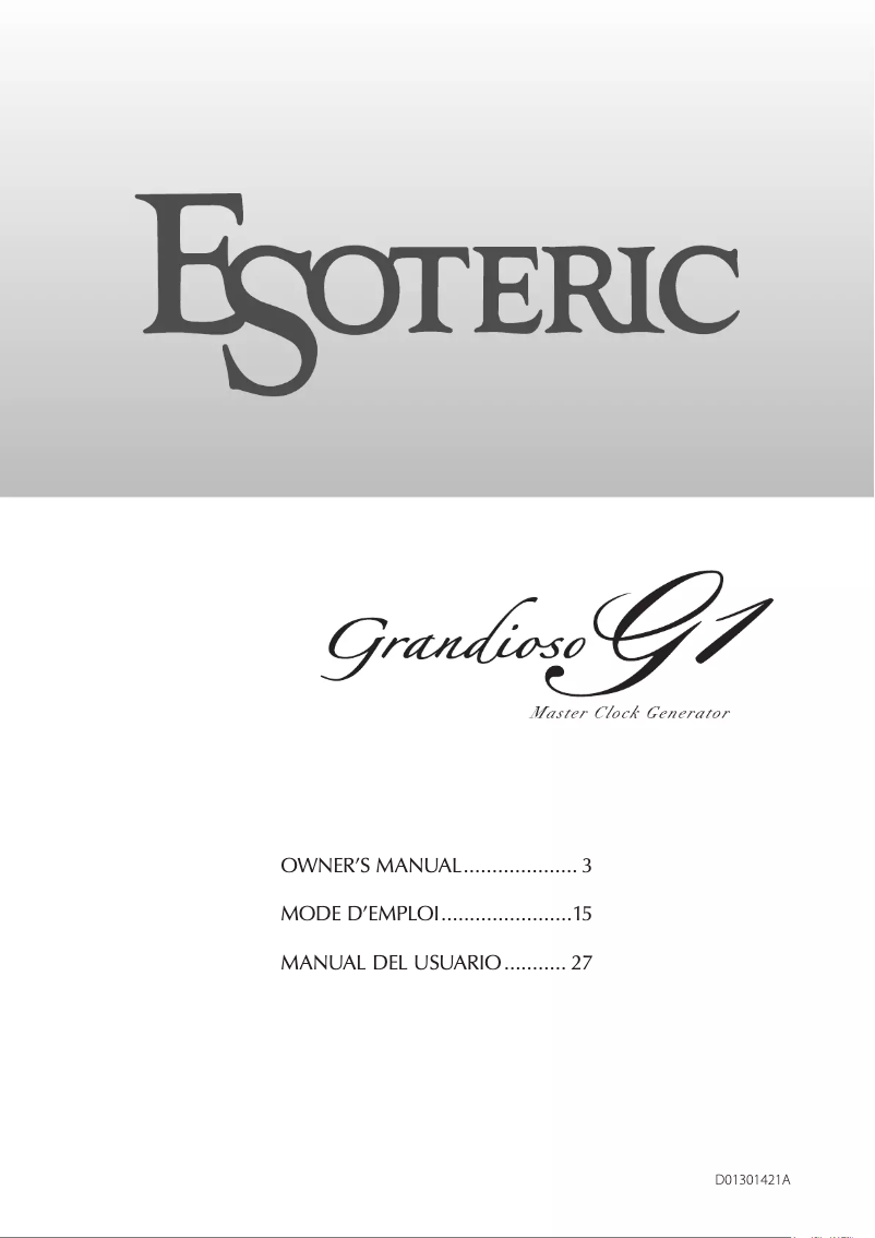 Image de la première page du manuel de l'appareil Grandioso G1