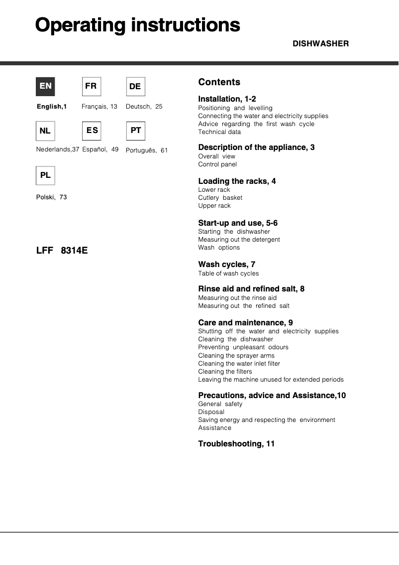 Image de la première page du manuel de l'appareil LFF 8314E X