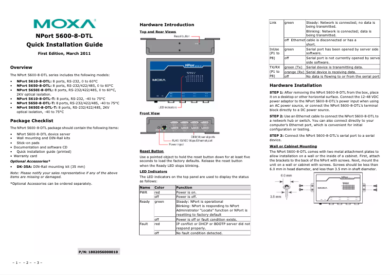 Page n°1 - Manuel utilisateur Moxa NPort 5650I-8-DTL