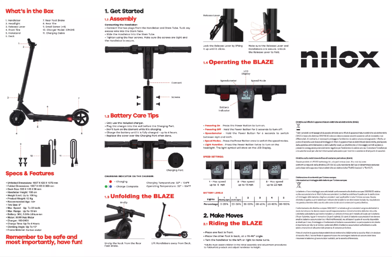 Image de la première page du manuel de l'appareil Blaze