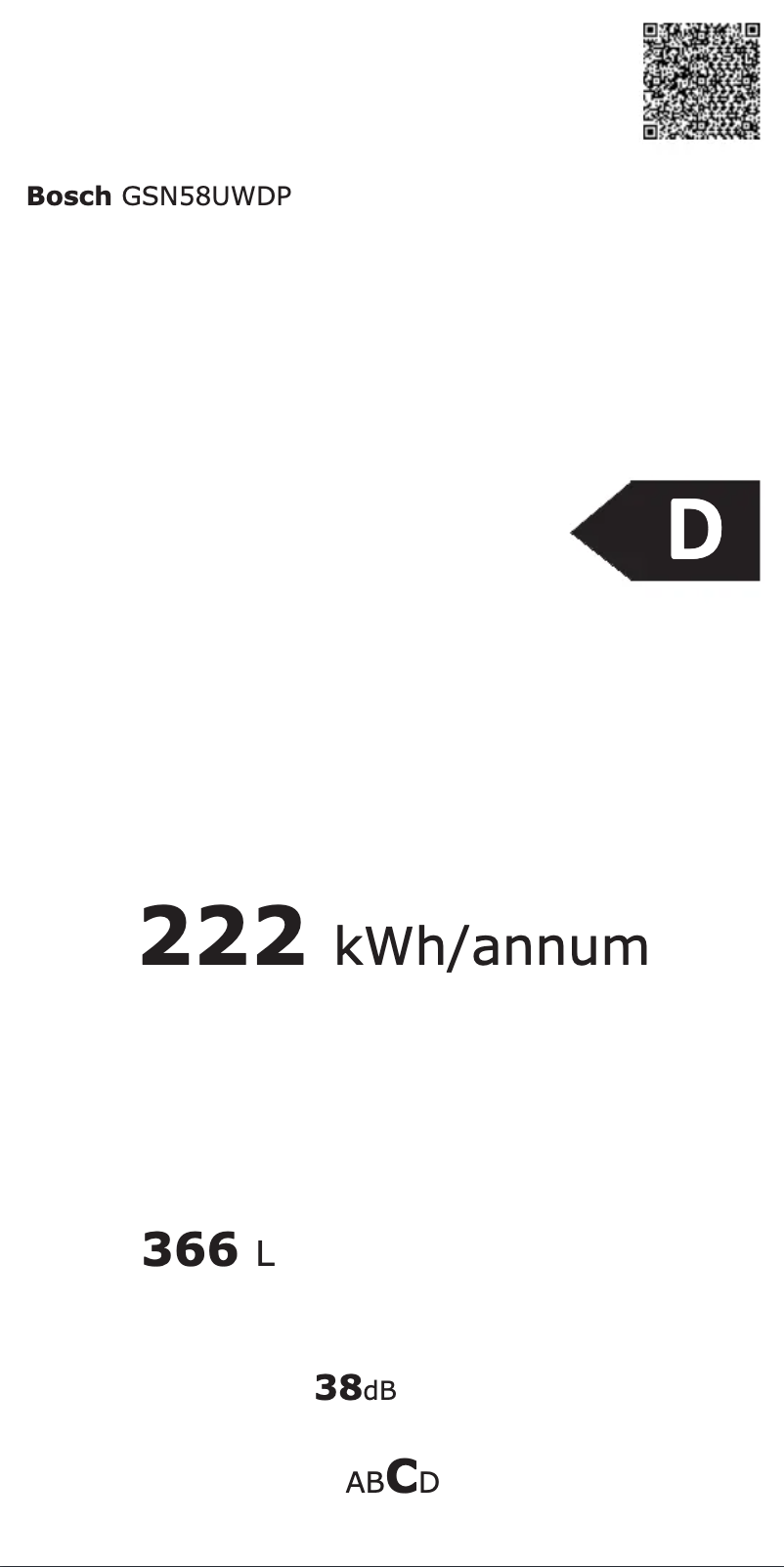 Page 1 de la notice Label énergétique Bosch Serie 6 GSN58UWDP