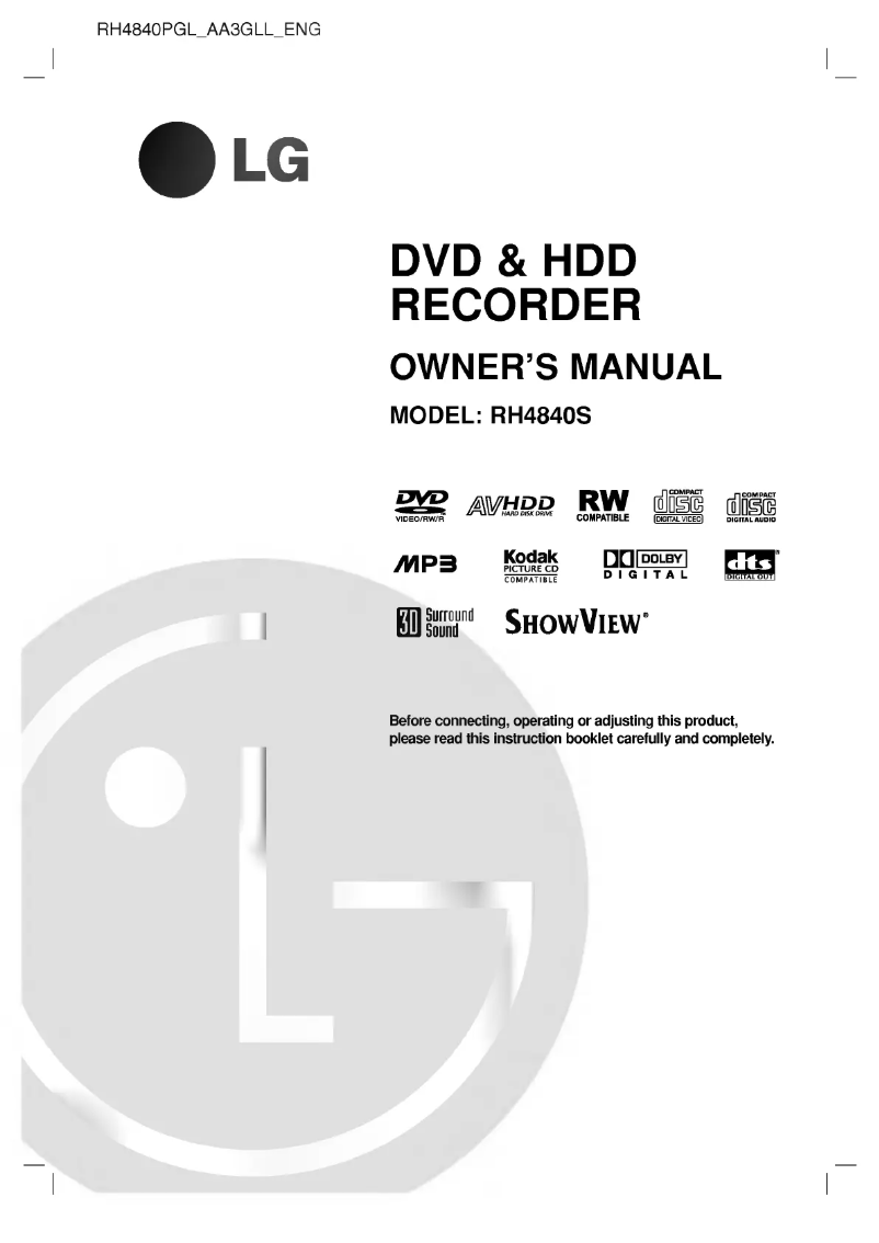Page n°1 - Manuel utilisateur LG RH4840PGL