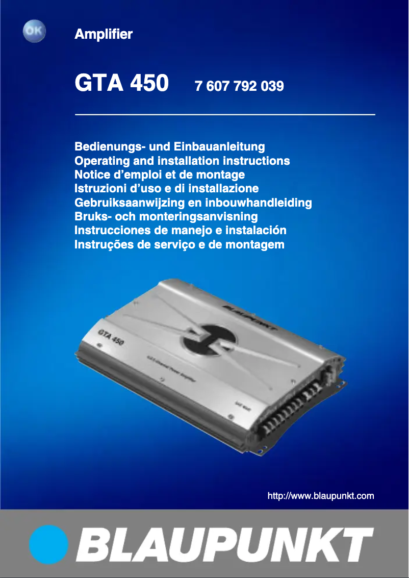 Page 1 de la notice Manuel utilisateur Blaupunkt GTA 450