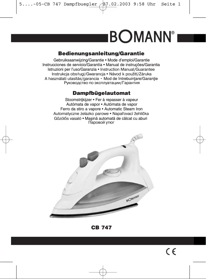 Page 1 de la notice Manuel utilisateur Bomann CB 747