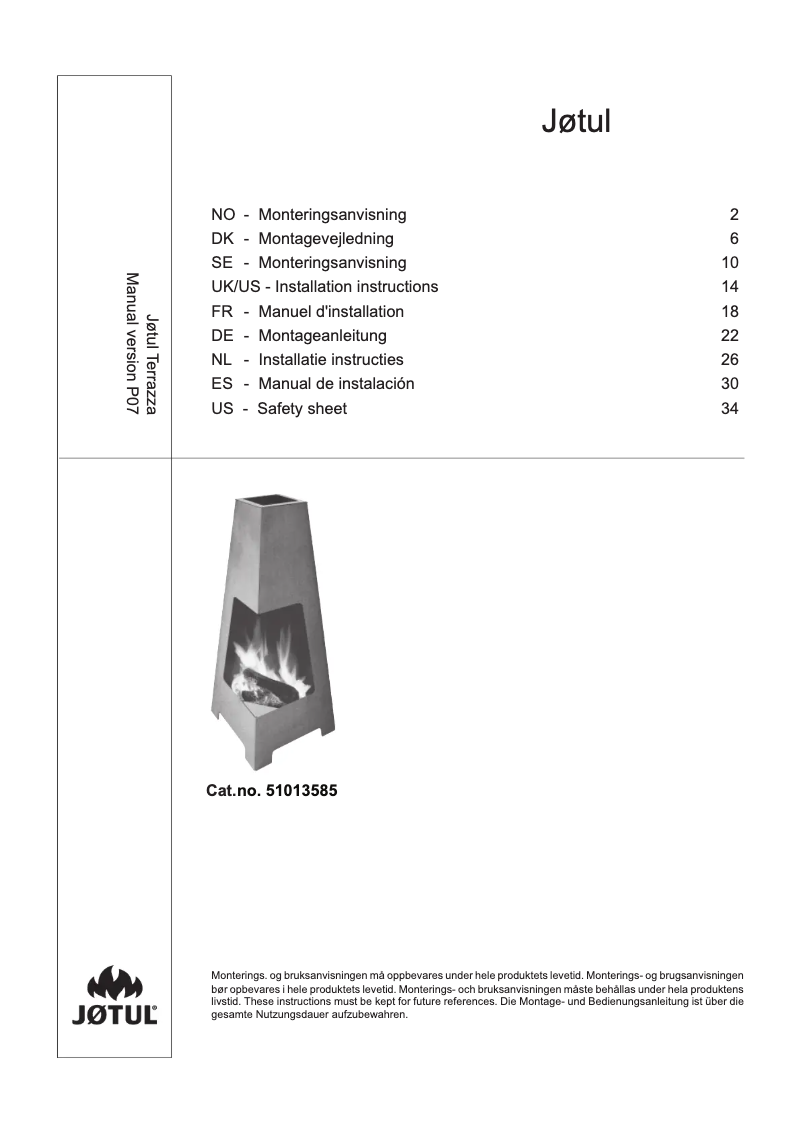 Página 1 del manual Manual de usuario Jøtul Terrazza