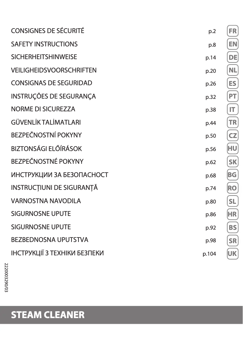 Página 1 del manual Instrucciones de seguridad Rowenta Clean & Steam Revolution RY7757