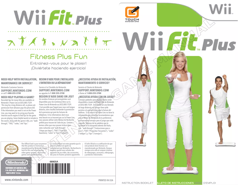 Page 1 de la notice Manuel utilisateur Nintendo Wii Fit Plus (Wii)