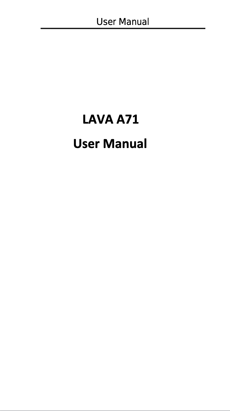 Page n°1 - Manuel utilisateur Lava A71