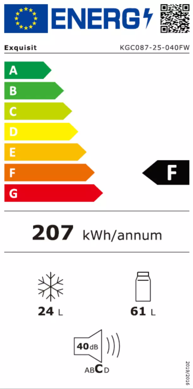 Page n°1 - Label énergétique Exquisit KGC087-25-040FW