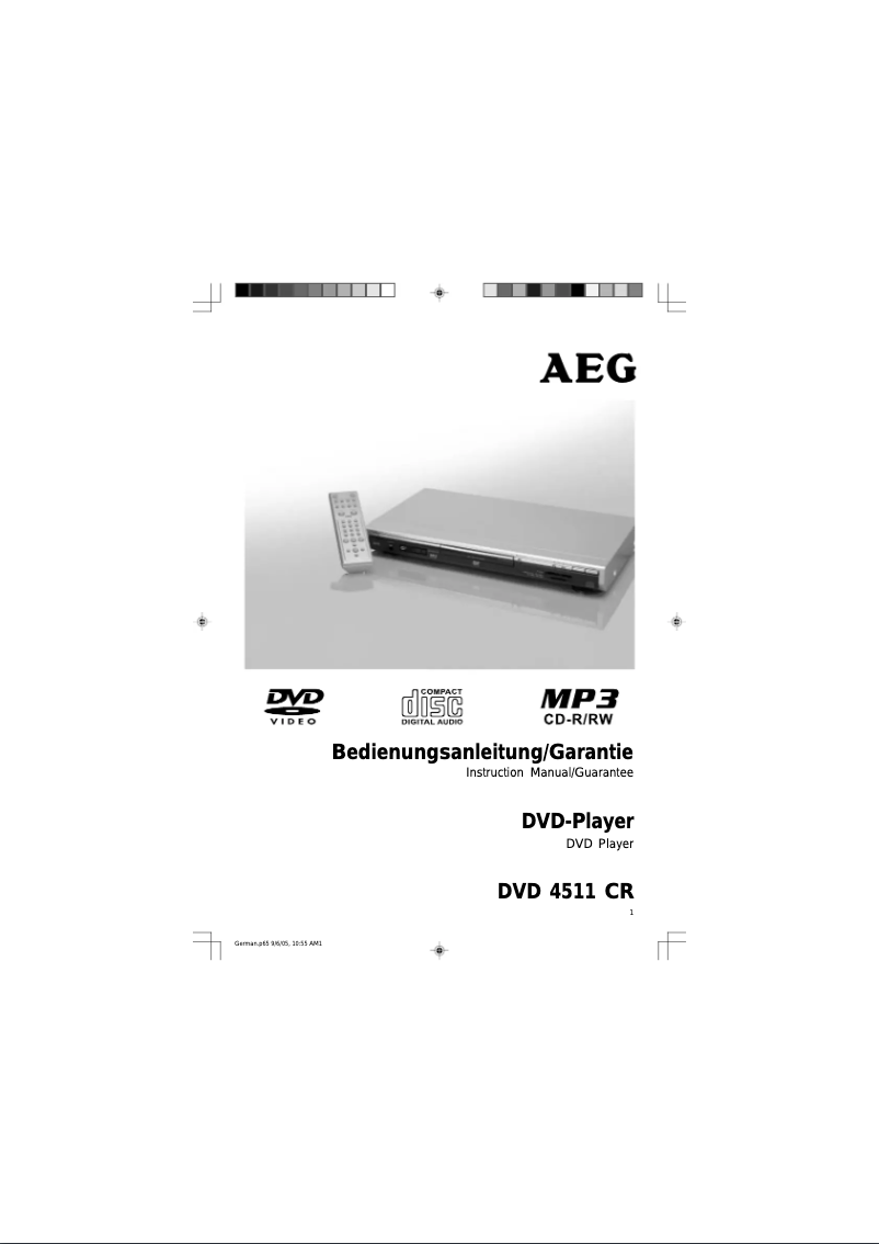 Page 1 de la notice Manuel utilisateur AEG DVD 4511 CR