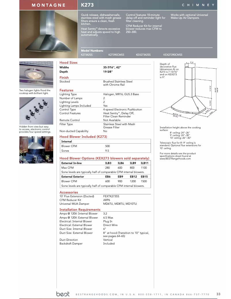 Page n°1 - Fiche technique Best K27342SS