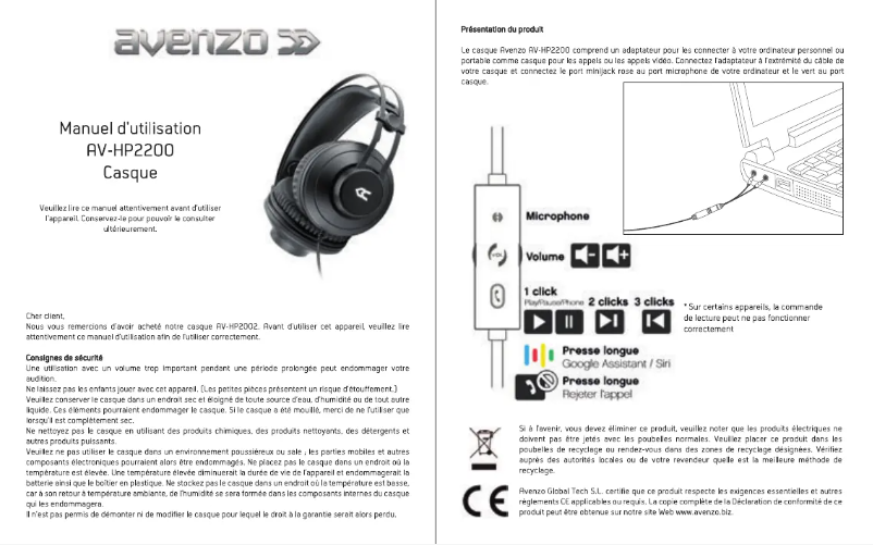 Page n°1 - Manuel utilisateur Avenzo AV-HP2200
