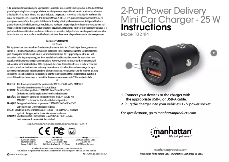 Image de la première page du manuel de l'appareil 102414