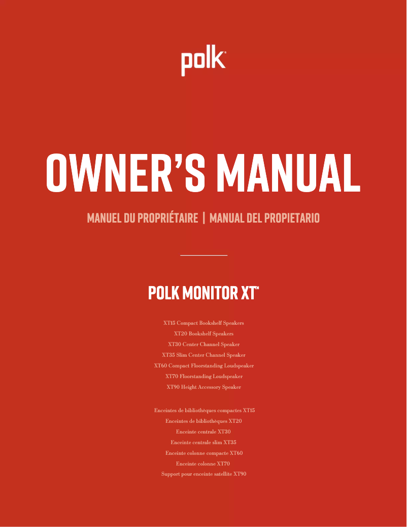 Page 1 de la notice Manuel utilisateur Polk XT15