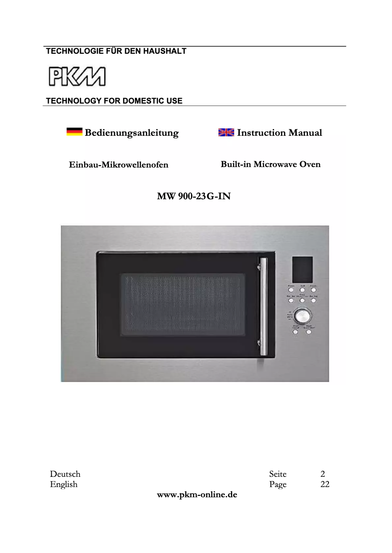 Image de la première page du manuel de l'appareil MW900-23G-IN